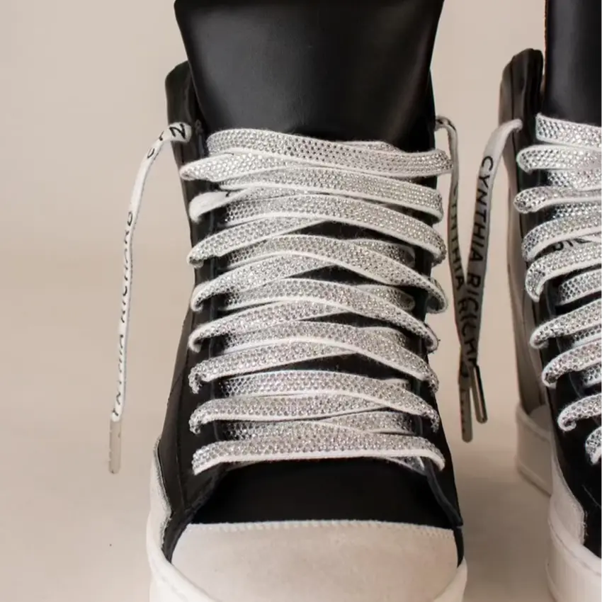 Flat Crystal Canvas Shoelaces | Sparkly Rhinestone Casual Shoelaces for Sneakers, Exercise Shoes & Streetwear - Stylish Accessories for Sneakers Footwear Bridal