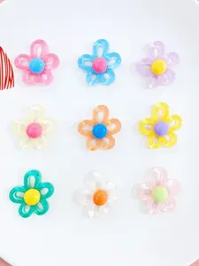 DIY Colorful Transparent Flower Shoe Charms 9PCS Set for Croc Clogs Macaron Pastel Summer Accessories for Women to Customize Shoes