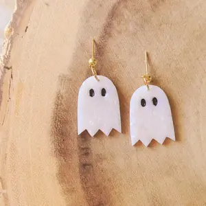 Opal Ghosties | Ghosts, Boos, Spooky, Halloween, Fall, Seasonal, Boho Earrings | Handmade, Lightweight, Hypoallergenic Polymer Clay Earrings