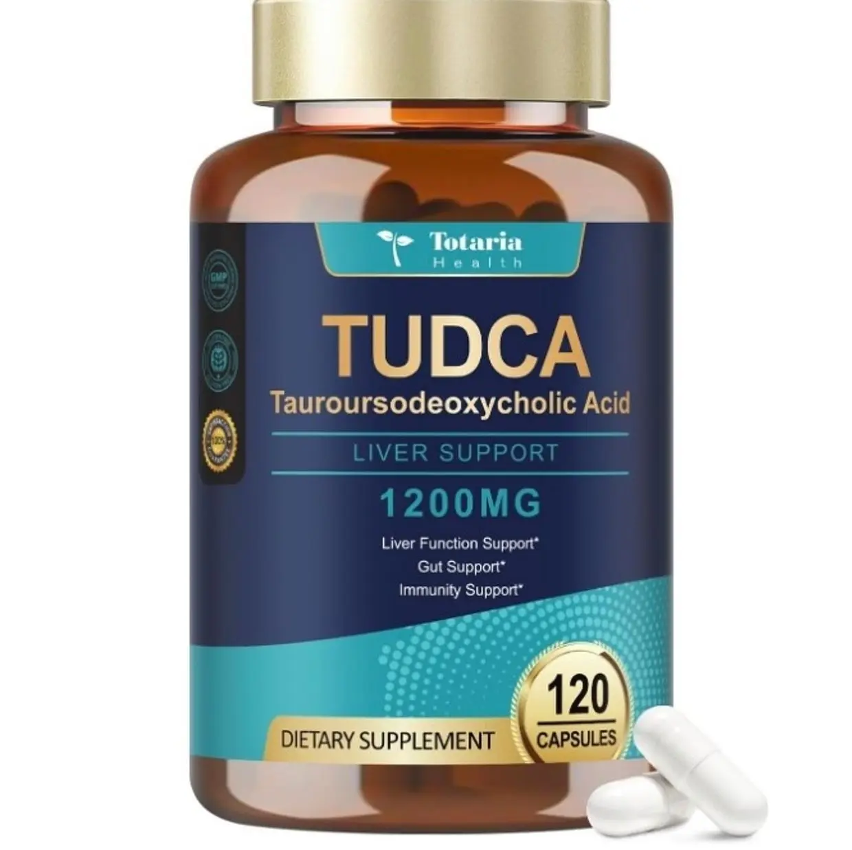 TUDCA Bile Salts 1200mg (Tauroursodeoxycholic Acid), 120 Capsules, Ultra Strength Pure TUDCA Liver Supplements, Liver and Gallbladder Cleanse & Repair, Vegan