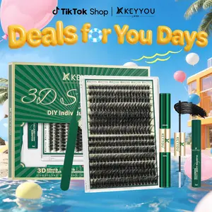 KEYYOU 3D Effect Eyelash Clusters Kit 280pcs 80D100D D Curl Individual Lashes Kit Wispy Lashes Volume Cluster Lashes Kit Natural Soft  #DealsForYouDays