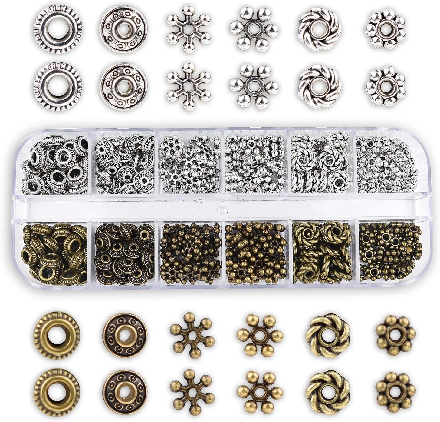 300 count 6 Style Antique  Bronze Spacer Beads Tibetan Metal Spacers  Findings Accessories for Bracelet Necklace  Making