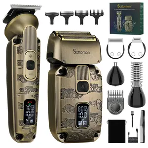 Professional Hair Clipper Kit & T-head Trimmer & Razor,Electric Shaver Razor for Men, Cordless Hair Trimmer for Barber Shop & Home Use, Portable Stubble Beard Trimmer Nose Hair Trimmer,6 in 1, Barber Clipper Set, Cordless Rechargeable Trimmer