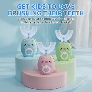 Children's C-Type Electric Toothbrush, Multi-Mode high-Frequency Sonic Vibration Toothbrush, Cute Cartoon Dinosaur Shape 360-degree Cleaning IPX7 Waterproof Design (2-12 Years Old)