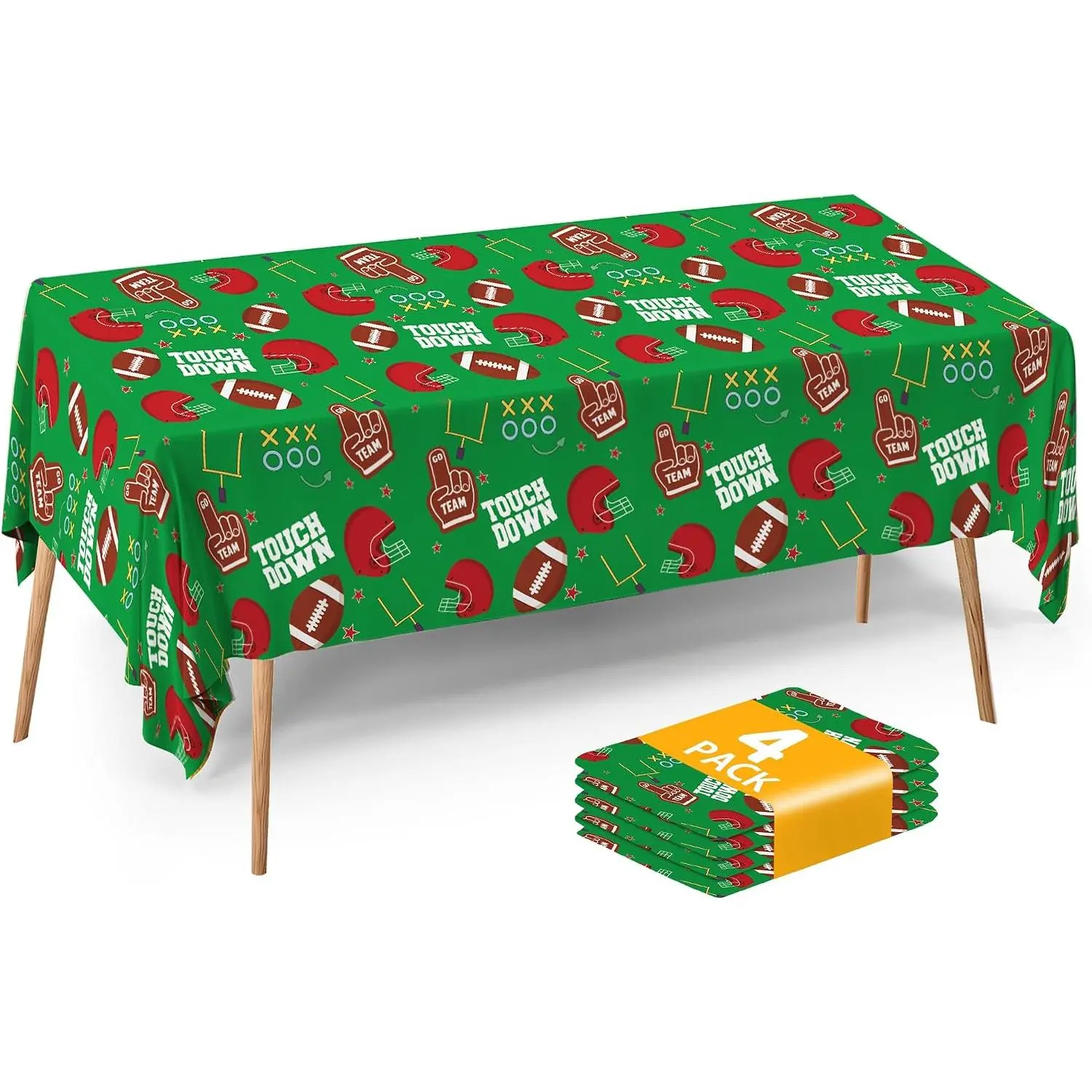 Football Tablecloth 4 Pack Super Bowl Party Supplies Game Day Decor | 4 Pack Football Tablecloth