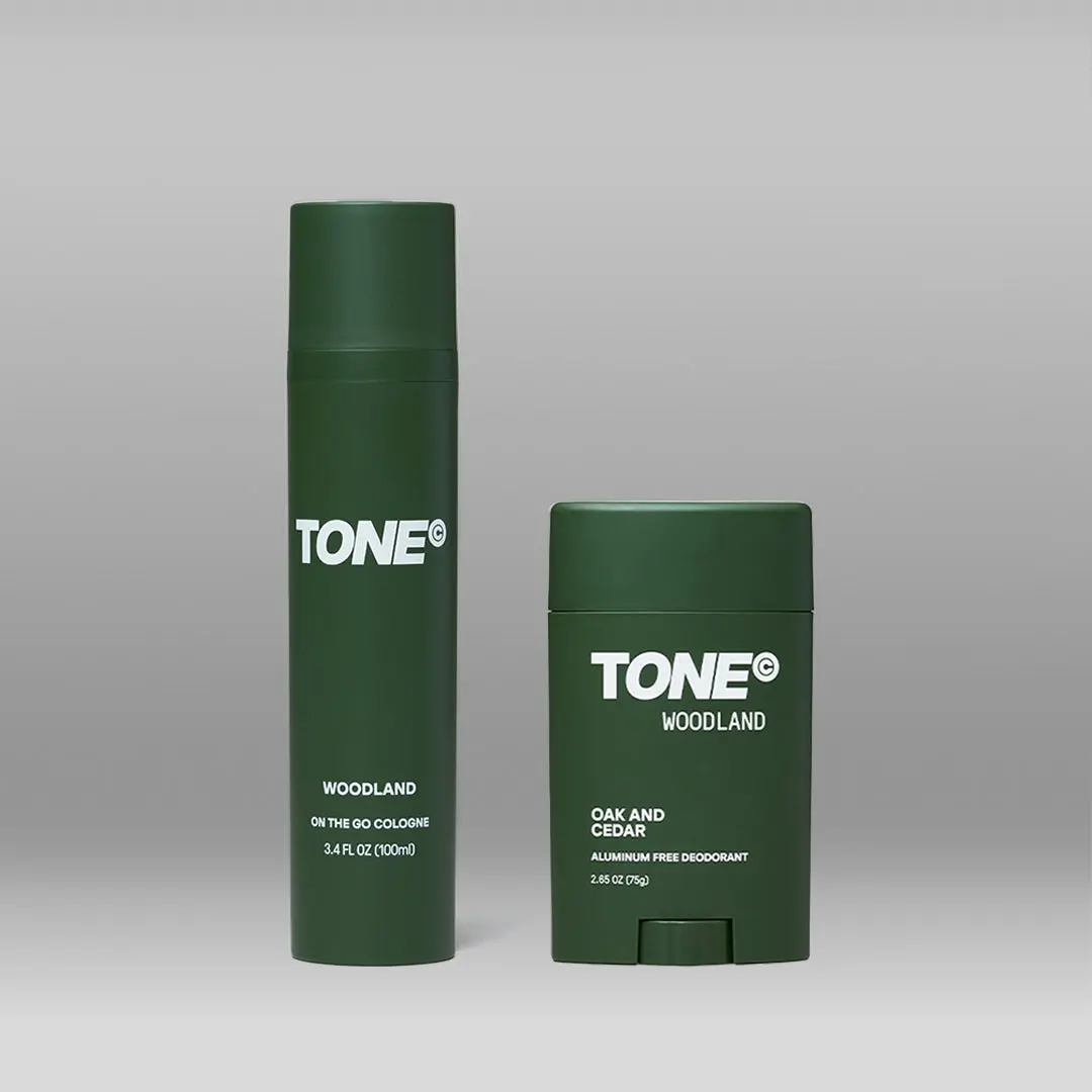 tone Woodland Collection Gentle Tone Body Care 3-Piece Set with Cologne & Deodorant, Oak & Cedar Scent, 3.4 fl. oz. Bottle, Body Mist, Travel Toiletries, Aluminum Free, Fresh, 3.4 Fl. Oz. (100Ml), On-The-Go Cologne, Body Care Products, Daily