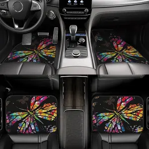 4pcs Colorful Butterfly Pattern Car Floor Mats Set, Absorbent Non-Slip Washable Polyester, Fits Sedans Hatchbacks Suvs, Perfect Gift