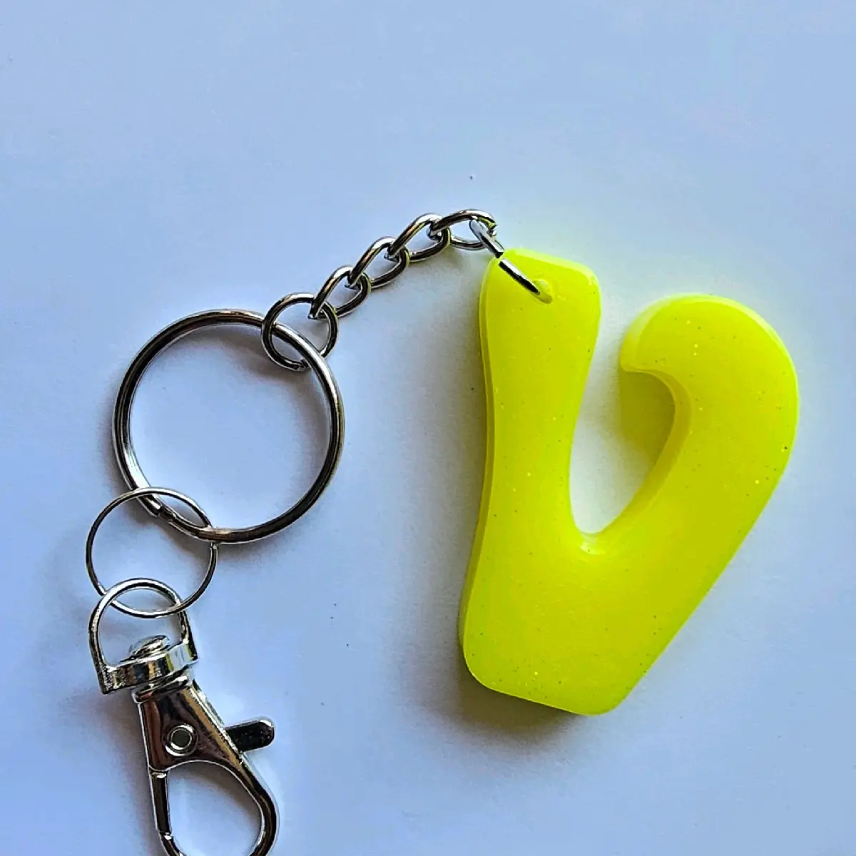 Blacklight Yellow Alphabet Keychain - Perfect for a Backpack or Purse