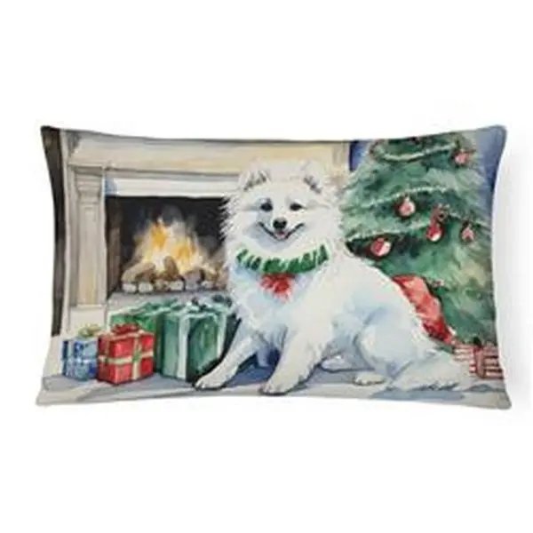 Unisex 16x12 in. American Eskimo Christmas Fabric Pillow, Holiday Vibe Decorative Pillow for Indoor Use