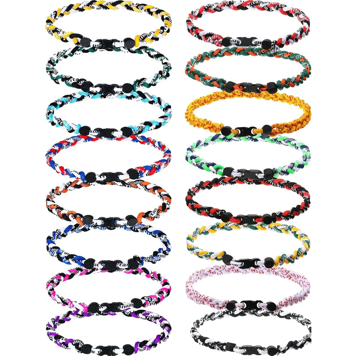 MTLEE Baseball Necklaces Bulk, 3 Assorted Colors Braided Rope Tornado Baseball Necklace for Sports Team