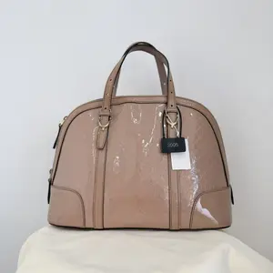 Pre-owned GUCCI GG Embossed Patent Leather Dome Satchel Top Handle Handbag Preowned Luxury Shell Shoulder Bag