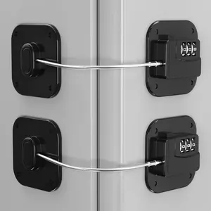 Heavy Duty Refrigerator Keyless Combination Lock for Fridge Cabinet Drawers Ovens Trash Cans, Easy Install Black 2-Pack