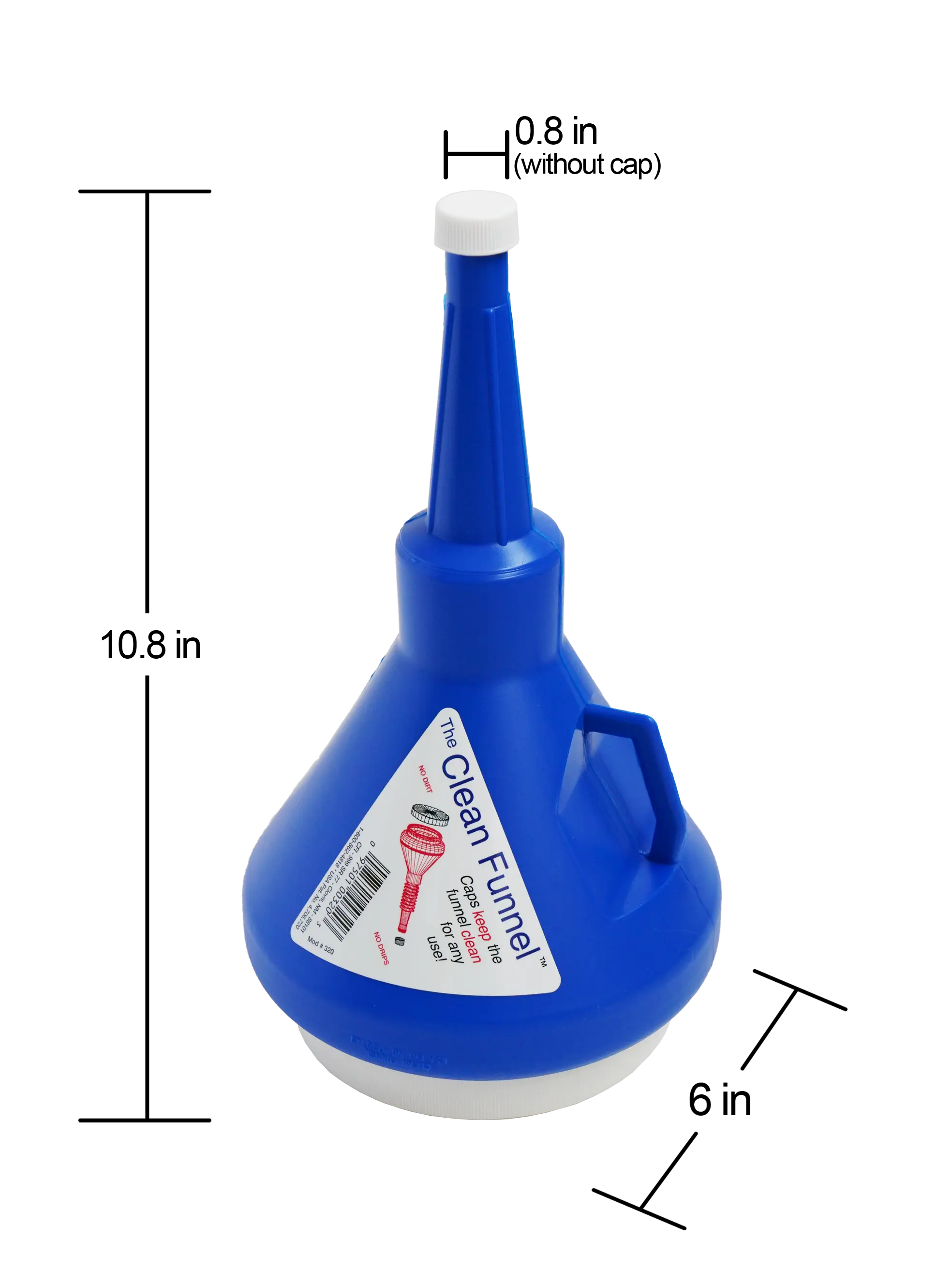 Dark Blue Funnel 320 - Plastic Funnel With Dual Caps For Easy Clean Up