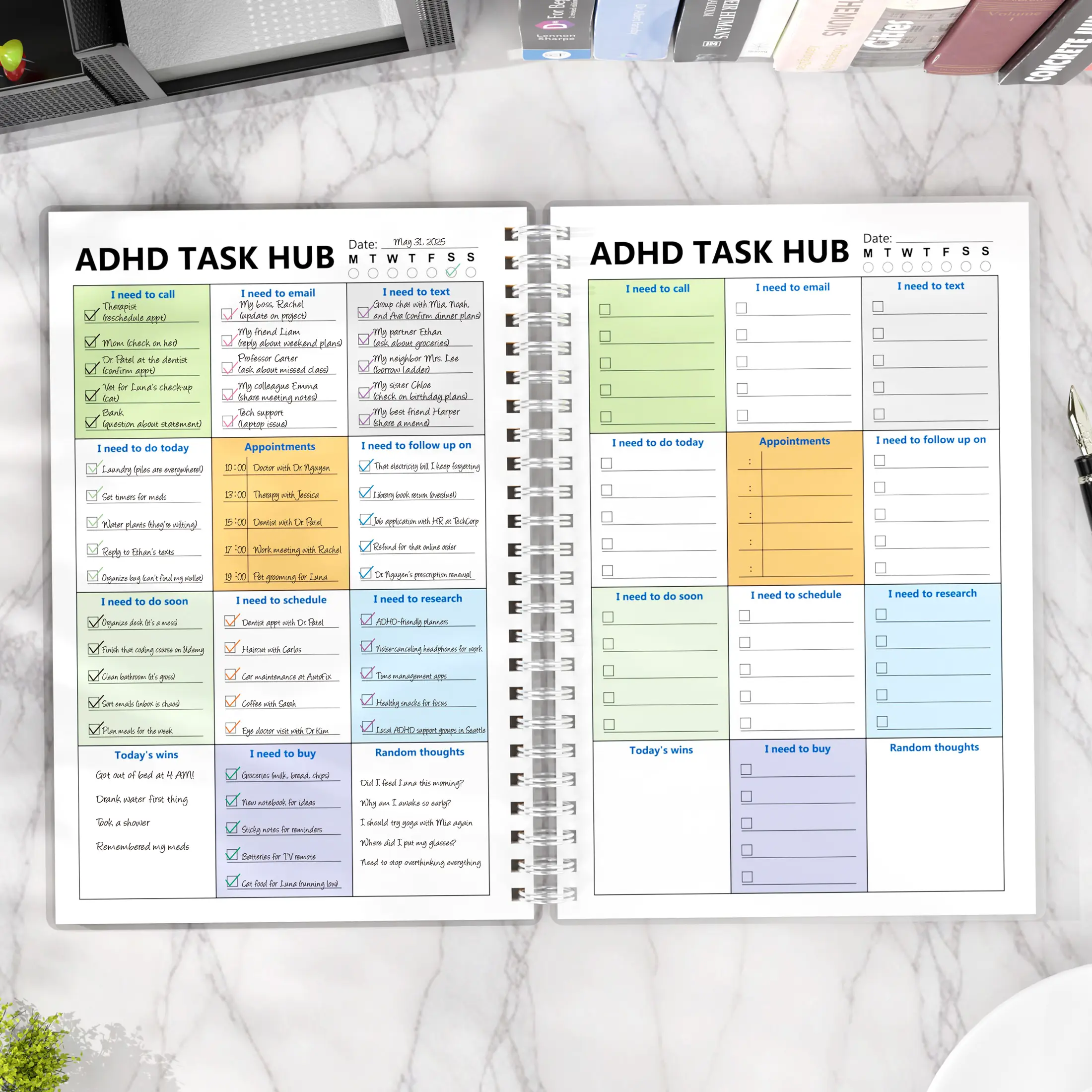 ADHD Task Hub Planner Notebook with 120 Pages 100gsm Paper for Focus ...