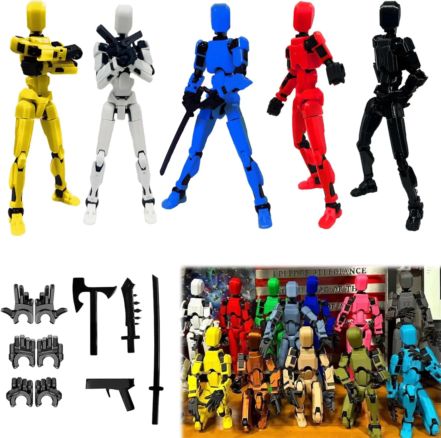 5pc Pre-Assembled Dummy Titan T13 Action Figure Doll Collectible Figurines, Multi-Jointed Articulating Toy Set, Desktop Decoration, Teen Boy Gift, Craft Model for Boys Ages 12+ Action Figure Doll Anime Action Figure