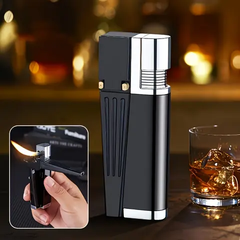 (Butane gas NOT Included)  Dual-Function Metal Lighter, Refillable Lighter,  Ideal Gift for Men-Father's Day Gift foldable