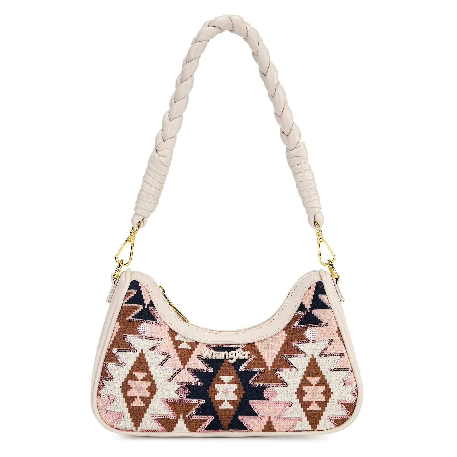 Wrangler Hobo Purse for Women Small Western Shoulder Bag Aztec Handbag with Sequin Detail Sparkly Underarm Purse