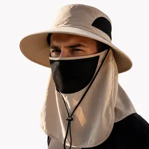 Sun Cap Fishing Hats Outdoor-Wide Brim Sun Protection Hat with Removable Face&Neck Flap Cover for Men Women