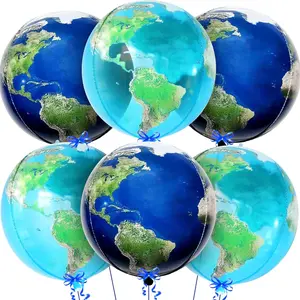 Globe Balloons for Globe Decorations - Big 22 Inch, Pack of 6 |   Earth Balloon for Back To School, Around The World Decorations |   World Balloons for Bon Voyage Party Decor, Travel Party Decor