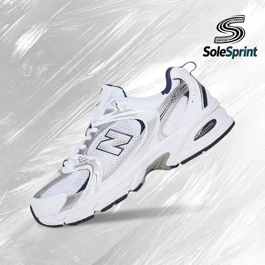 NEW BALANCE 530 Unisex Lifestyle Sneakers (MR530SG, White Silver Navy) - Vintage-Inspired Shock-Absorbing Athletic Trainers, Training Runner Footwear, Casual & Back To School Shoes, Sporty Running Shoes, Athletic Running Trainers, Shoe For Runners, Gym &