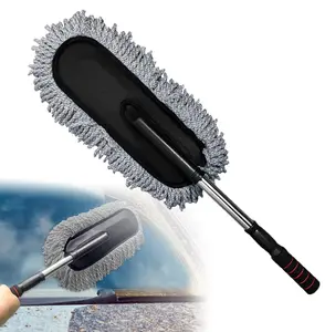 Microfiber Car Duster Cleaning Brush Supplies For Exterior Dust Cleaner With Long Retractable Handle to Trap Dust and Pollen For Cars