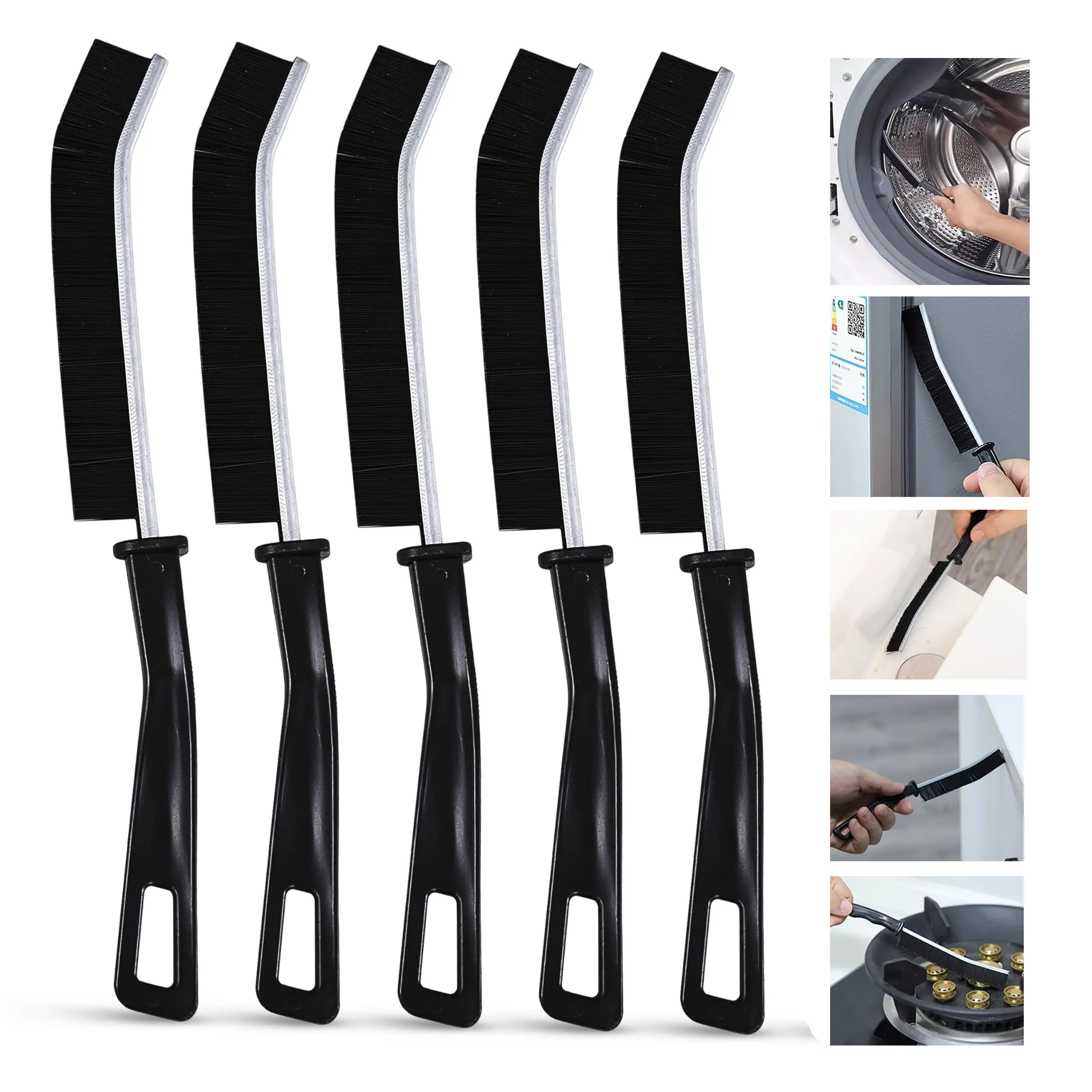 5Pcs Durable Hard-Bristle Crevice Gap Cleaning Brushes - Multifunctional Home Supplies for Baseboard, Sliding Door Track, Kitchen, Bathroom Deep Scrubbing, Lint Removing & Car Cleaning