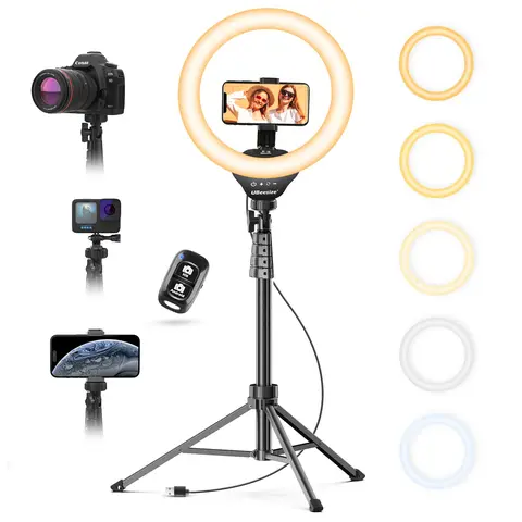 UBeesize 12'' LED Selfie Ring Light with 62'' Portable Cellphone Tripod Stand - Smartphone Vlogging Equipment, Phone Accessories for Content Creators, Compatible with Phones, Cameras, Webcams, Ideal for Game Streaming