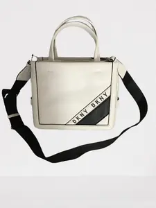 DKNY Bond Small Convertible Modern Sport Satchell Messenger Bag - White