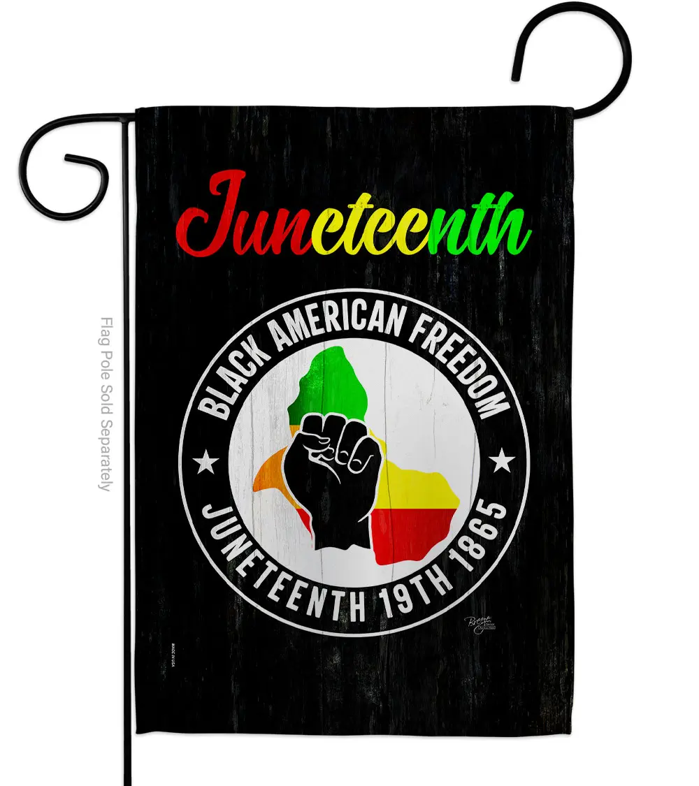 13x18.5 in. Double-Sided Vertical American Freedom Juneteenth Banner Garden Flag, Weather Resistant Thick Fabric Outdoor House Flag, Black & Multi-Color Gift for History Lovers