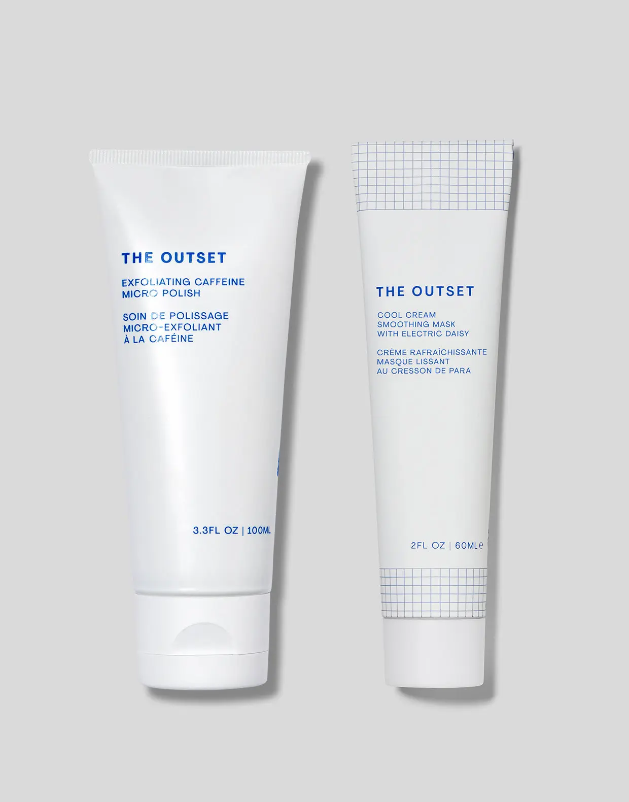 The Outset Polish + Shine Facial Duo - Exfoliating Caffeine Micro Polish & Cool Cream Smoothing Mask for Smooth Hydrated Skin Repair 3.3 fl oz & 2 fl oz