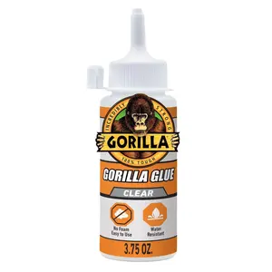 Gorilla 3.75 oz. Clear Glue, Crystal Clear Glue, Non-Foaming Adhesive, Invisible Bond Glue, Water Resistant Glue, Multi-Surface Glue, Indoor Outdoor Adhesive, Strong Clear Glue.