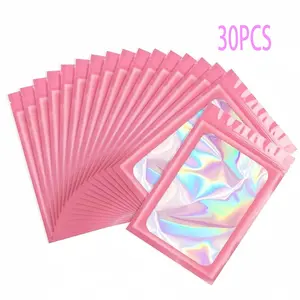 30pcs Holographic Packaging Bags, Resealable Packaging, Reusable S/m/l Snack Jewelry Sealing Bags, Jewellery Storage Pouches, Eco-Friendly Design