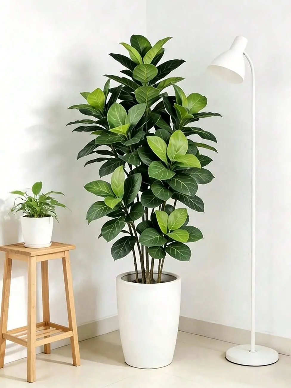 (1 PCS = 1 Stem Only – Not a Full Plant) Large Artificial Ficus Tree 5ft Realistic Faux Potted Plant for Home Office Decor Indoor Outdoor Floor Plant Tropical Modern Minimalist Style