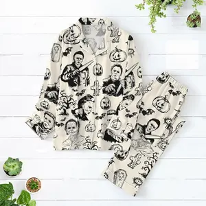Halloween Michael Myers Pajamas Set, Horror Characters Pjs, Myers Thriller Pajamas Pants, Scary Movie Long Sleeve Pyjamas, Horror Gift