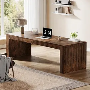 LITTLE TREE 79-Inch Extra Long Desk, Two Person Double Desk for Home Office, Wooden Long Computer Desk Writing Table for Office