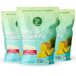 Freeze Dried Fruit Snack, Pineapple, Real & Crunchy, Non-GMO, Kosher & Vegan, 100% Fruit, No Sugar Added, Excellent for Healthy Snacks & Gluten Free.
