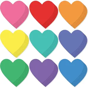 Large Heart Paper Cutouts 54 ct | 5" Cut Out Shapes for Bulletin Board, Classroom, Decorations, Crafts