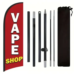 Vape Shop Flag, Beach Flag for Vape Shops, Polyester Advertising Flag, Includes Flag Pole and Ground Stake, Vape Banner Decoration