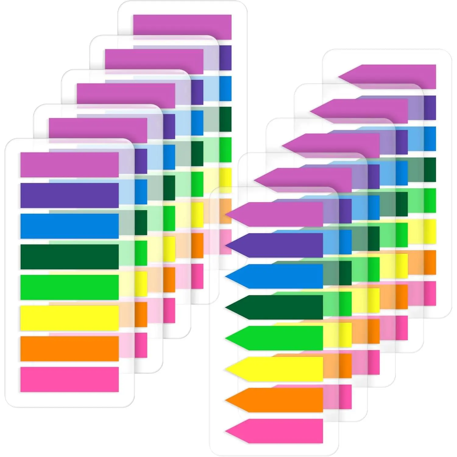 Fluorescent Index Tab Stickers, Translucent Small Sticky Notes for Notebooks in 8 Bright Assorted Colors, Bright Sticky Tabs, Page Marker, Arrow Flags, 2000 Pcs, Sticky Page Markers