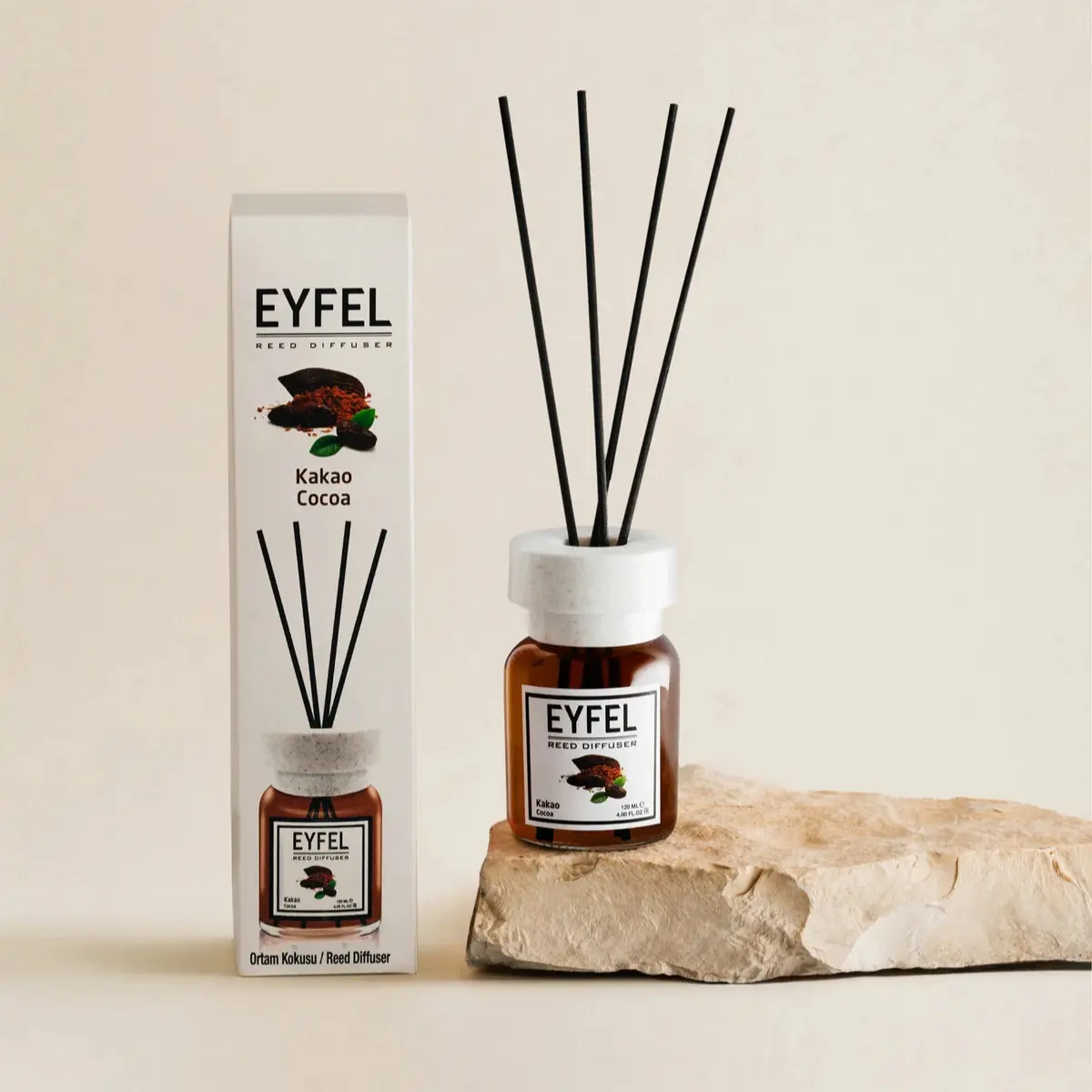 Eyfel Luxurious Reed Aromatherapy Diffuser - Cocoa Aromatic Scent, 4.0 fl oz (0-500 ml) Fragrance Oil Diffuser for Home Room Decor, 36 Months Long-Lasting Use, Fragrance Oil Diffusers, Aromatic Scents