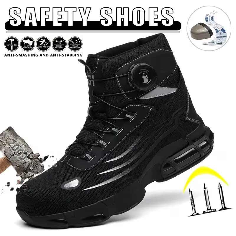 QINGRUIPAI Men's High-Ankle Steel Toe Closed Toe Work & Safety Footwear - Anti-Slip Outsoles, Punctureproof, Breathable Worker Shoes with Key Features for Walking, & Safety Footwear Closed Toe Work, Anti-Slip Outsoles Work & Safety Footwear