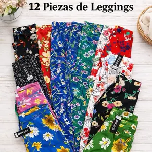 12-Pack One Size Floral Leggings Mixed Colors Women's Fashionable Comfortable Leggings
