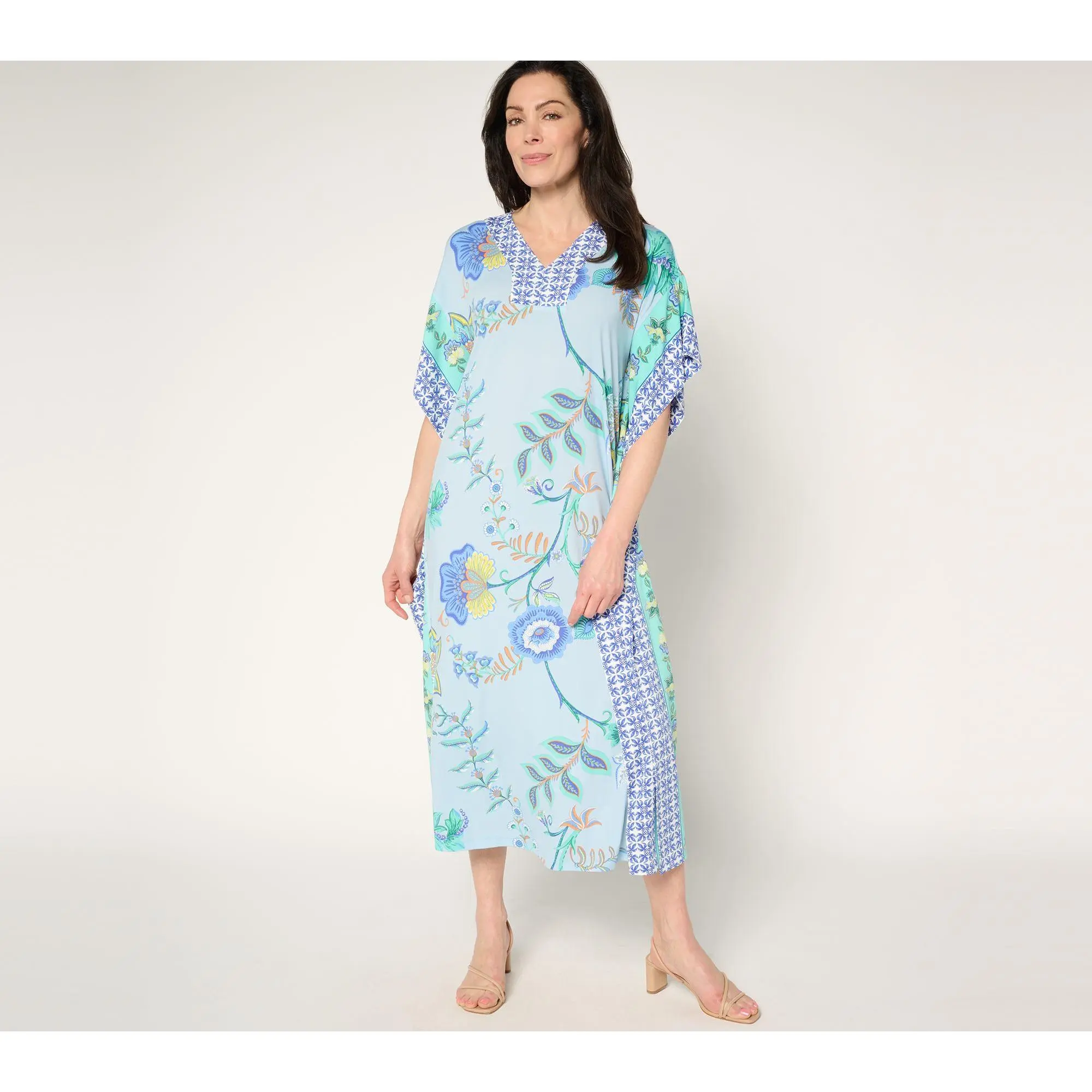 Joan Rivers Regular Luxe Knit Floral Caftan Joan Rivers Regular Luxe Knit Floral Caftan