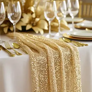 Sequins Dining Table Runner Set, Wedding Celebration Decoration Table Setting Cloth Artwork, DIY Sparkle Fabric Tablecloth, Party Decorations