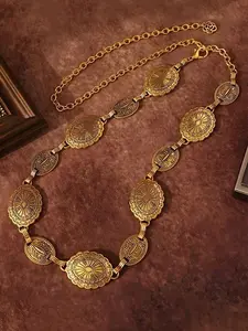 Oval Metal Waist Chain Belt for Women Geometry Boho Retro Waist Belt for Dresses Jeans Country Concert Outfit Western Cowgirl Vintage Chain Belt Western Concho Belts