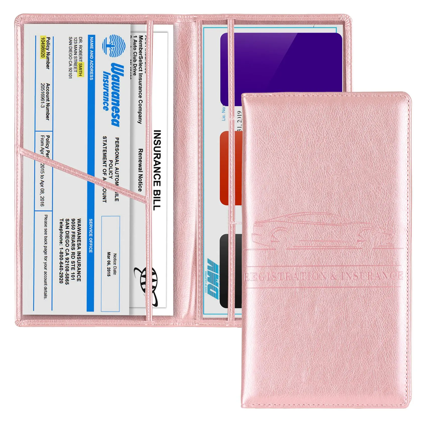 PU Leather Unisex Car Document Holder - Magnetic Closure Organizer with Built-in Multi-Compartment Non-Woven Pockets for Registration, Insurance Cards, Glove Box Stowing, Car Interior Tidying Accessory (Black/Brown)