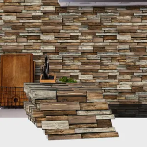 Vintage Wood Grain Sticker, 24pcs/set Self Adhesive Wall Sticker Tile Stickers, Decorative Sticker for Home Kitchen Wall, Fireplace, Bathroom, Interior Stickers