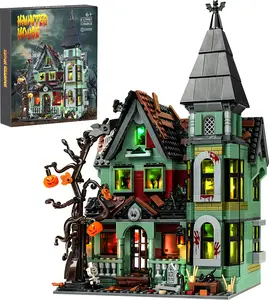 Haunted House Building Blocks Set with LED Light (1196 pcs) – Premium Halloween Construction Toy for Kids & Adults, Perfect Gift for Horror Fans, Haunted Displays & Seasonal Decor