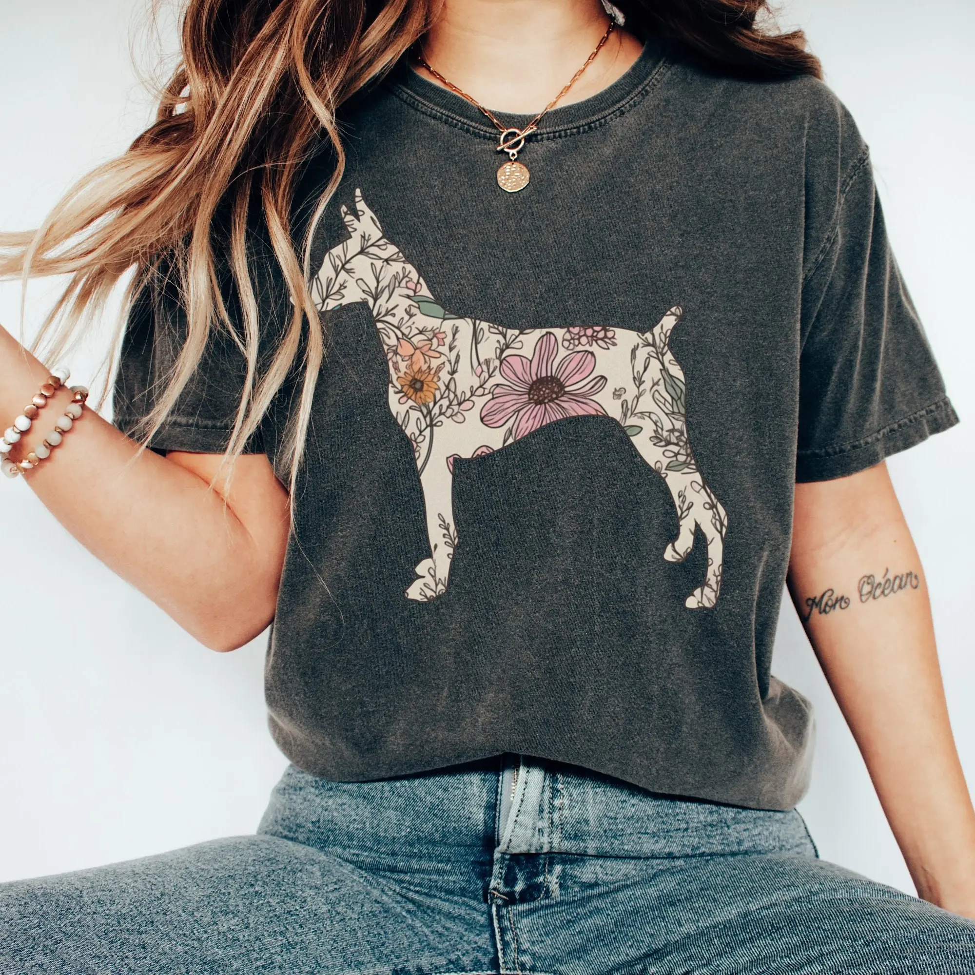 Comfort Colors Doberman Shirt, Wildflowers Doberman Tshirt, Dog Mom Gift, Doberman Mama Tee, Gift for Doberman Mom, Trendy, Dog Lover Tee