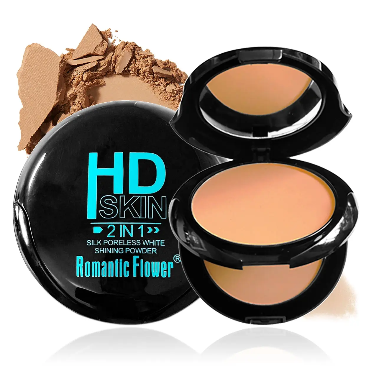 3 Shades Face Makeup Matte Makeup Finish Pressed Powder, Oil Control Waterproof Contour Compact Powder, Face Setting Finishing Powder, Longwearing Powder